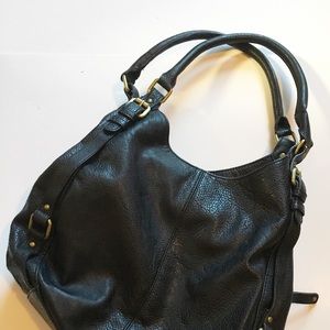 Merona large black hobo faux leather handbag